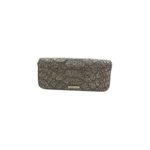 BCBG Max Azria Womens Beaded Flap Button Closure Clutch Handbag Gold
